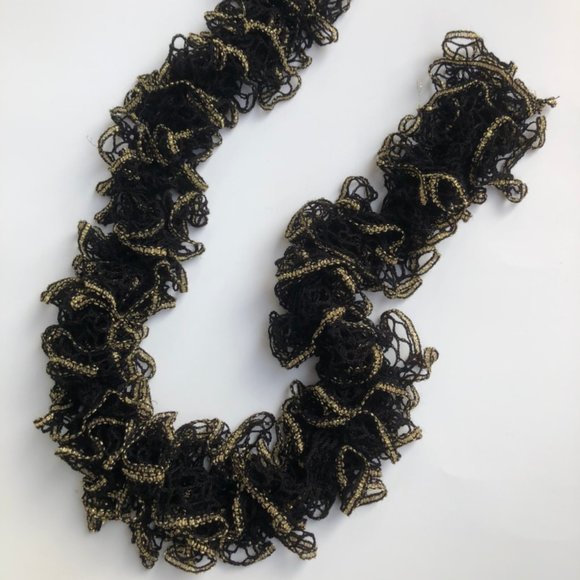 Black and Gold Lace Ruffle Scarf - Picture 1 of 1